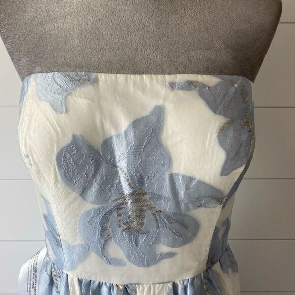 Kay Unger CASSIE MIDI DRESS Size 12 Blue, Silver, White - Picture 2 of 11